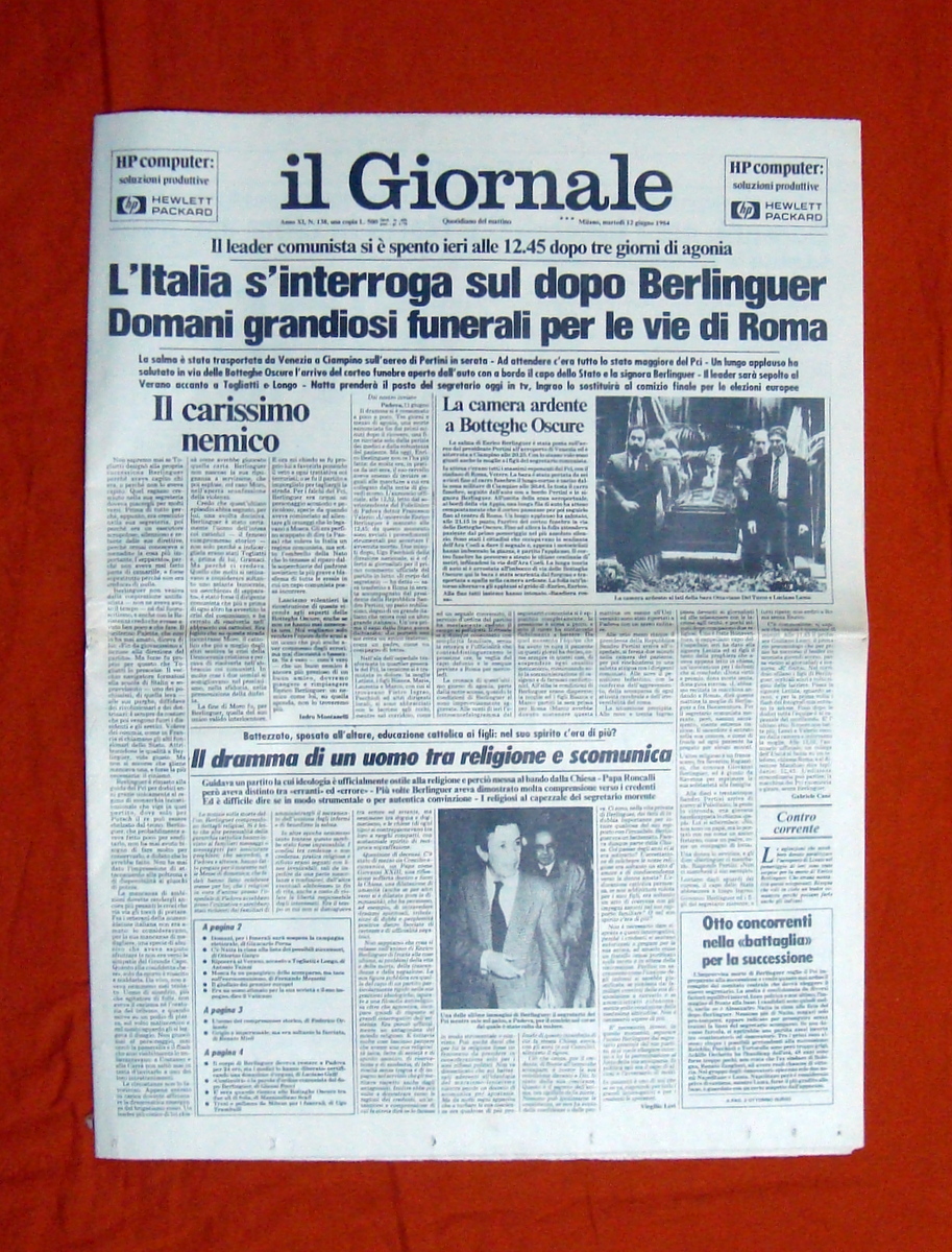 Morte Berlinguer Funerali l'Italia si interroga il Giornale 12/6/84 completo