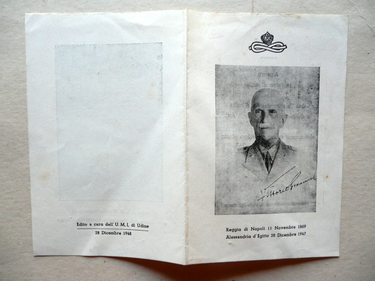 Mortino Vittorio Emanuele III 28/12/1947 Alessandria Egitto 1∞Anniversario Morte