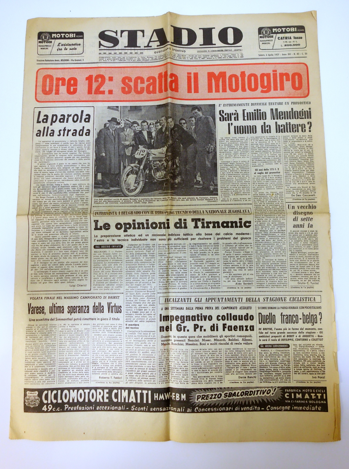 MOTOGIRO SCATTA ALLE ORE 12 STADIO 6/4/1957 COMPLETO