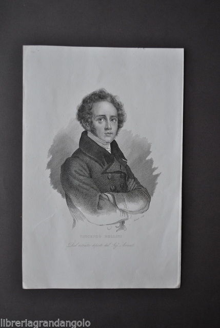 Musica Musicisti Compositori Opera Incisione Vincenzo Bellini Catania Norma 1850