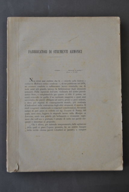 Musica Valdrighi Fabbricatore Strumenti Armonici Liutai Liuteria Stradivari 1883