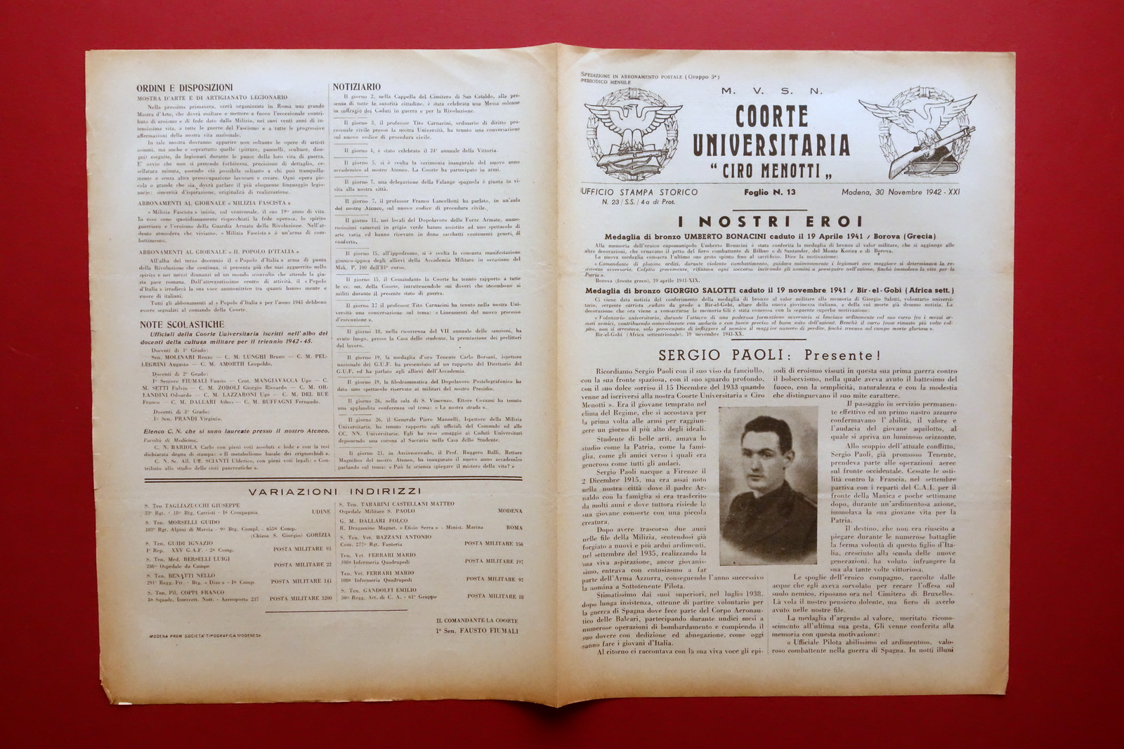 MVSN Coorte Universitaria Ciro Menotti 13 Sergio Paoli Modena 30/11/1942 …