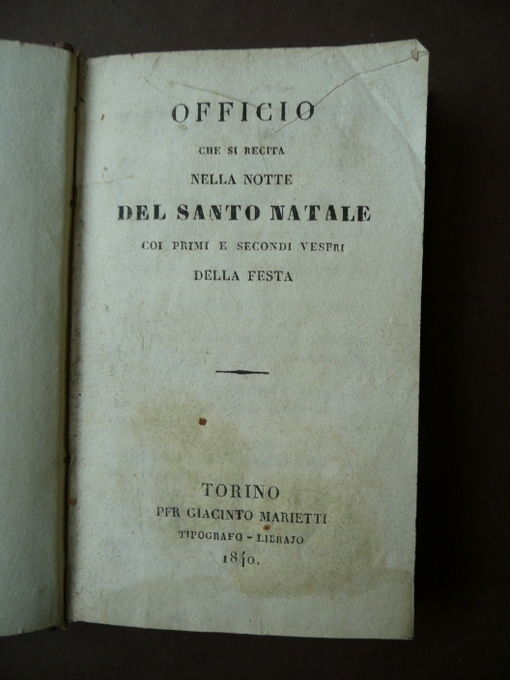 Natale S.Giuseppe Officio Immacolata Concezione officio 1856 Torino Religione