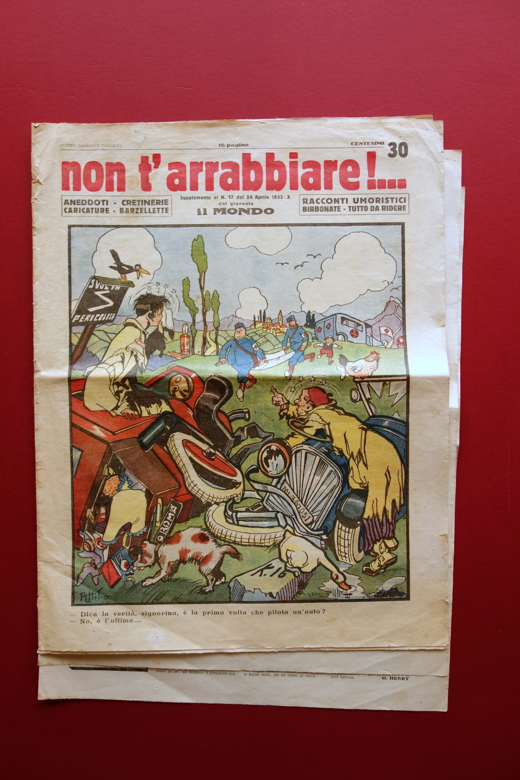 Non t'Arrabbiare! Giornale Umoristico 24/4/1932 Copertina Attilio Completo