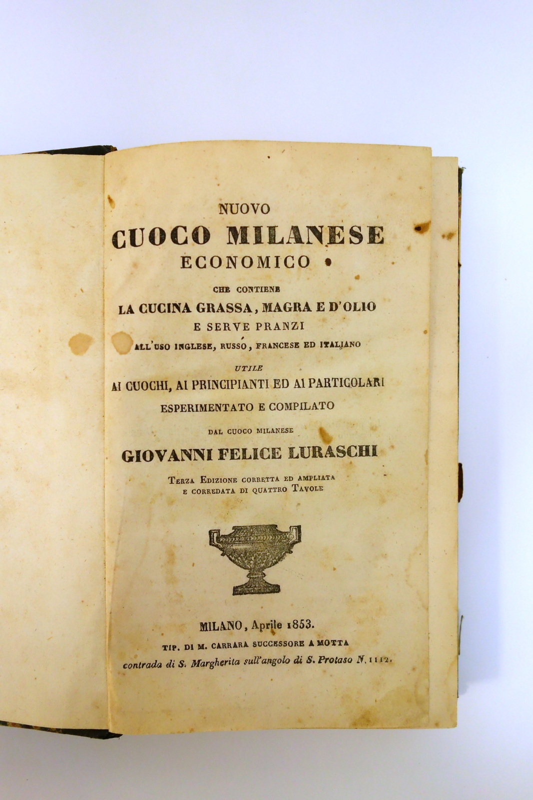 Nuovo Cuoco Milanese Economico G. Felice Luraschi Tip. Carrara Milano …