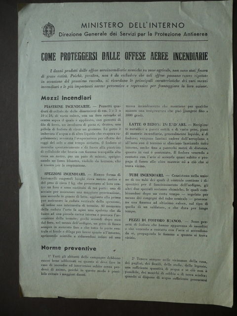 Offese Aeree Incendiarie Piastrine Spezzoni Tubi Prevenzione Repressione Incendi