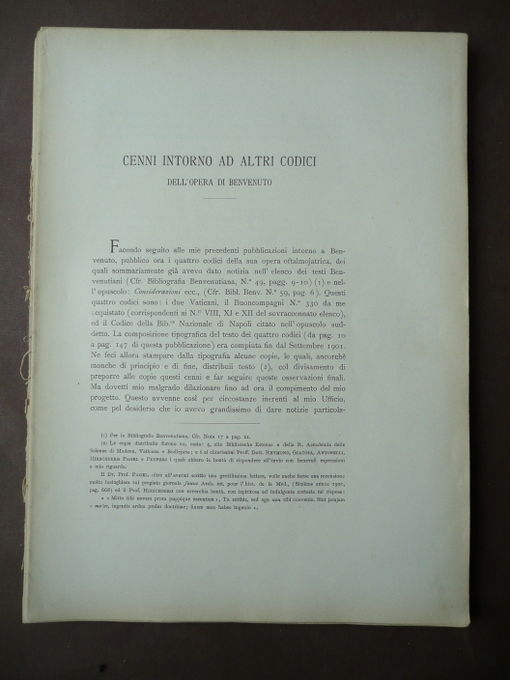 Oftalmojatria Oculistica Vista Codici Benvenuto Albertotti fine'800 Medicina