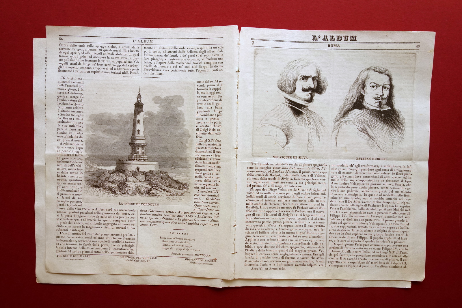 Omiopatia Innocenzo Liuzzi l'Album Rivista Roma Anno V 21/4/1838 Completa