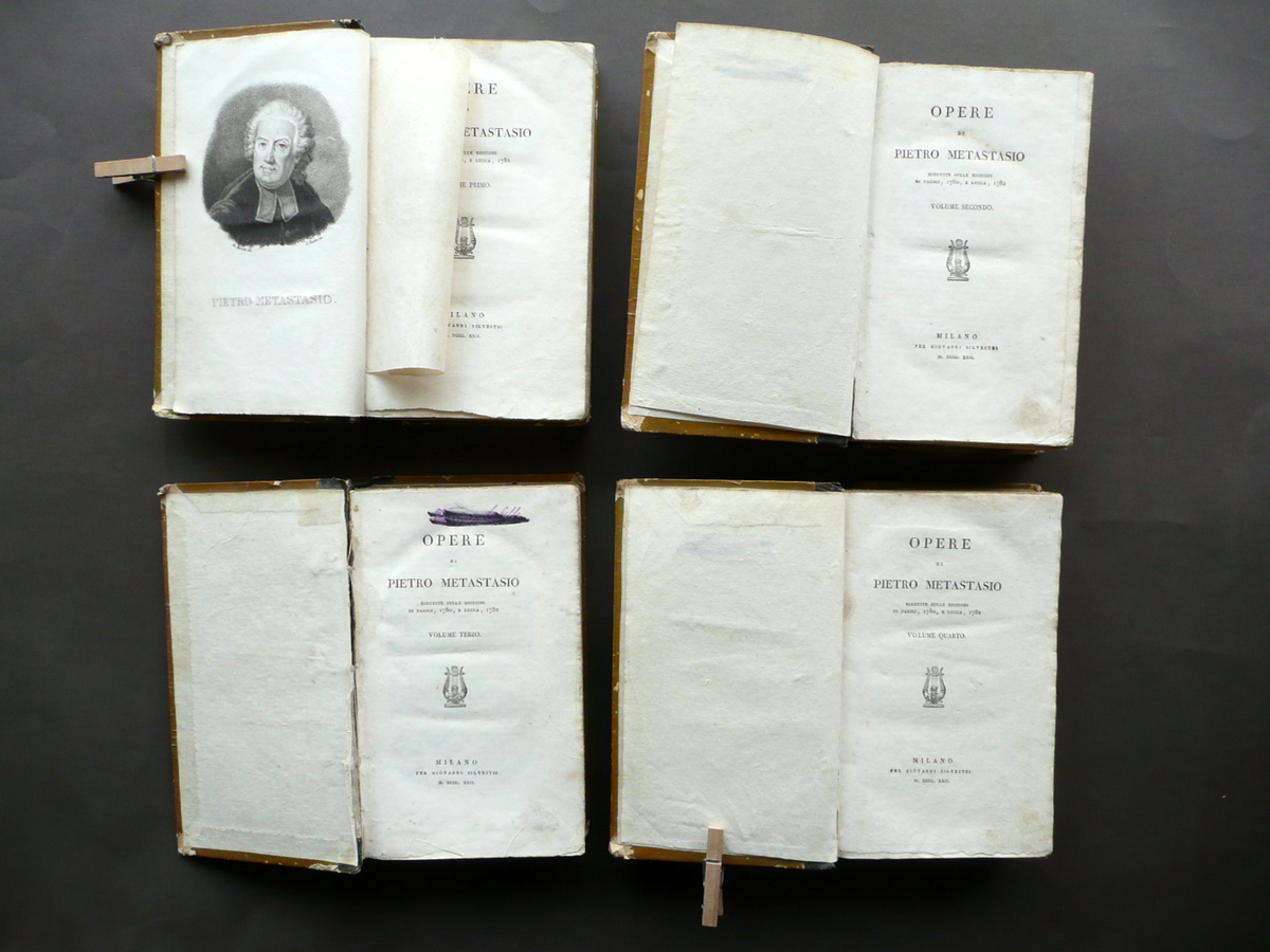 Opere di Pietro Metastasio Giovanni Silvestri Milano 1822 4 Volumi …