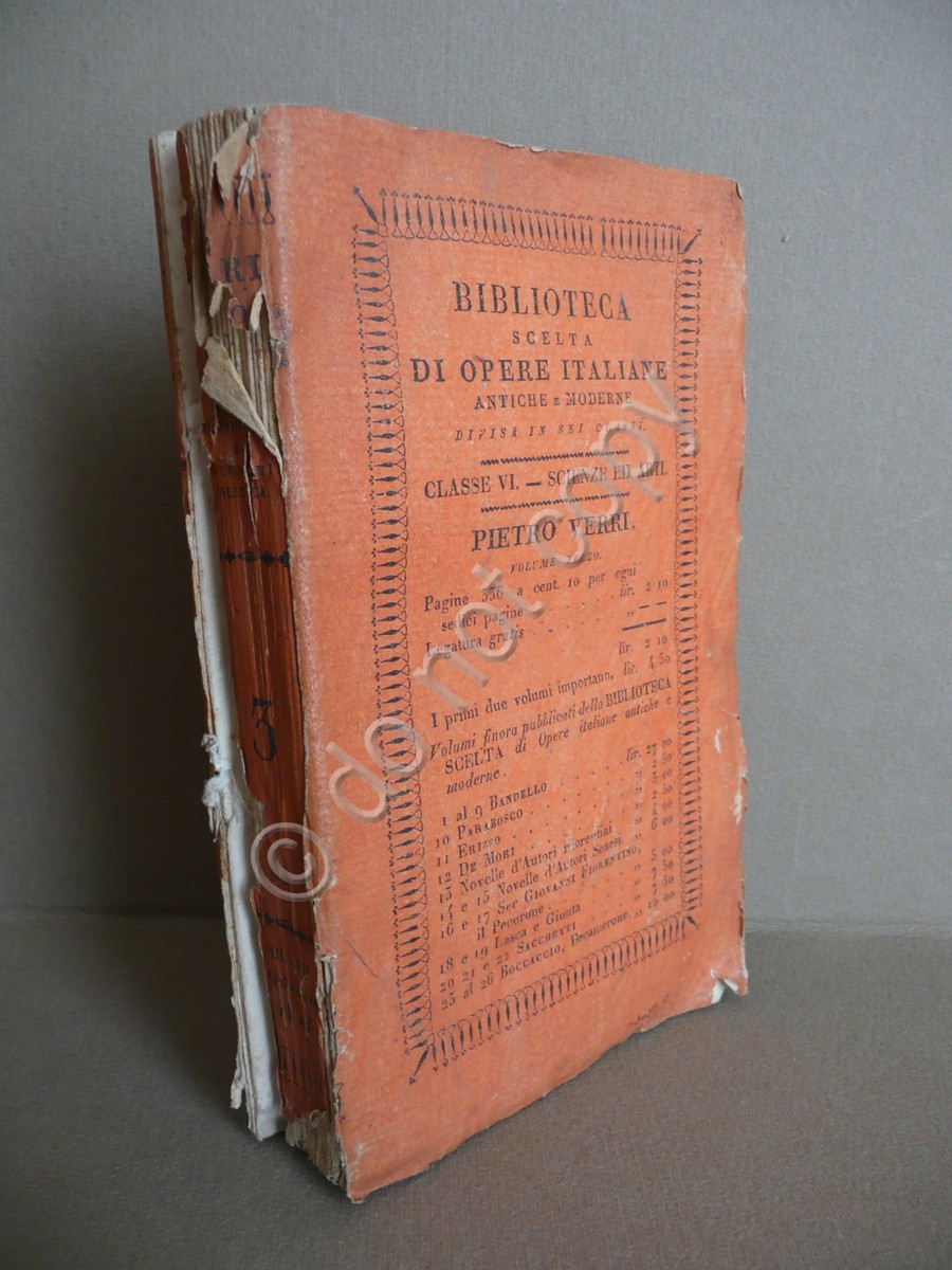 Opere Filosofiche e di Economia Politica Pietro Verri Volume III …