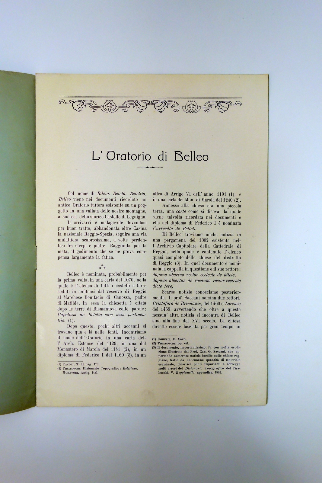 Oratorio di Belleo Marola Otello Siliprandi Primo '900 Autografo Reggio …