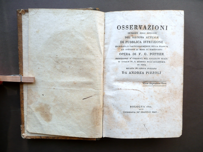 Osservazioni Intorno agli Effetti Sistema Pubblica Istruzione Pottier Masi 1822