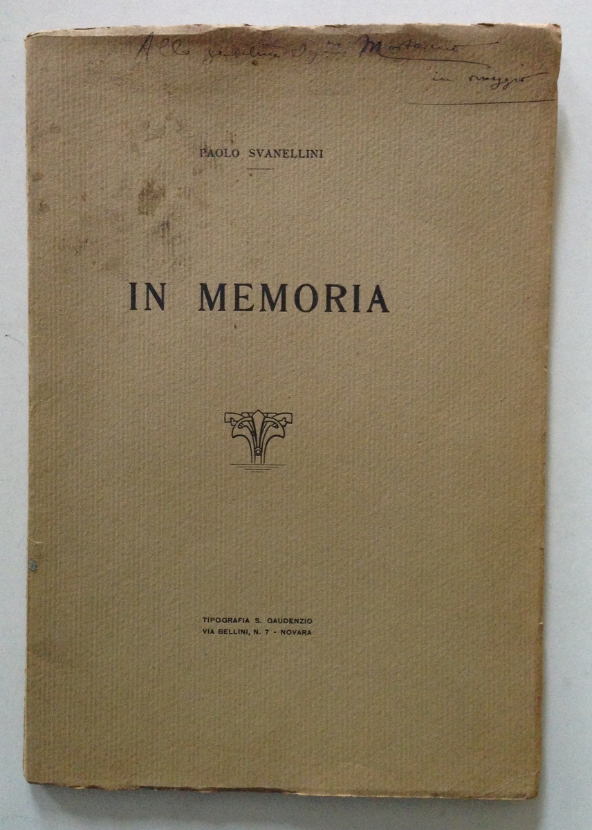 P. Svanellini In Memoria Amalia Svanellini Cannobio Tipografia Gaudenzio Novara