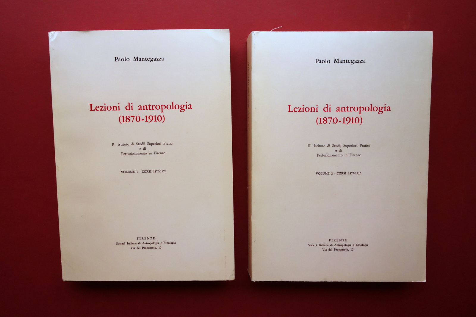 Paolo Mantegazza Lezioni di Antropologia 1870-1910 Firenze 1989 2 Voll. …