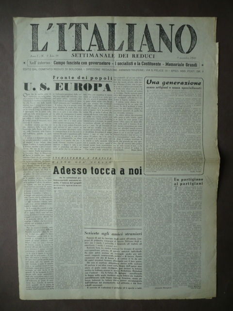 Partigianato Liberazione Reduci Seconda Guerra Mondiale Italiano Bologna 1945