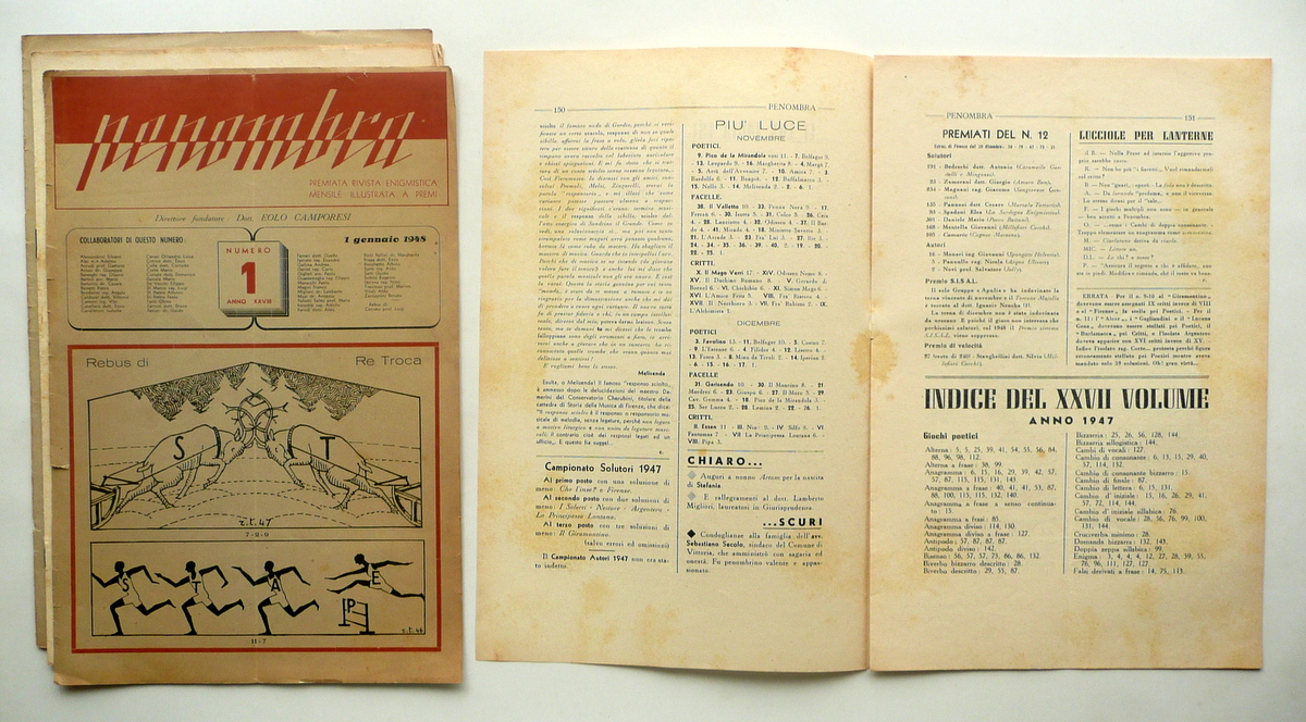 Penombra Rivista Enigmistica Mensile Anno XXVIII N. 1 ForlÏ 1/1/1948 …