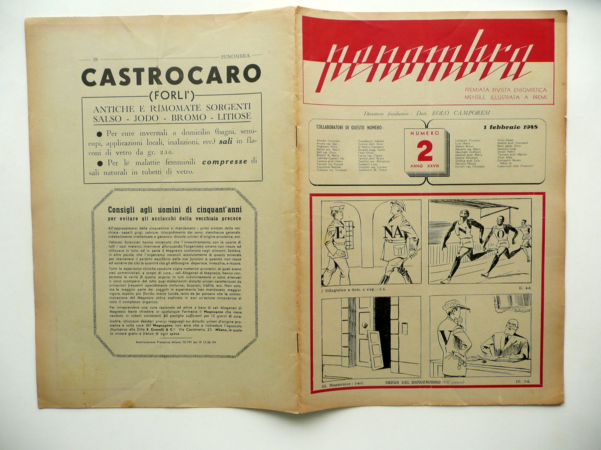 Penombra Rivista Enigmistica Mensile Anno XXVIII N. 2 ForlÏ 1/2/1948 …