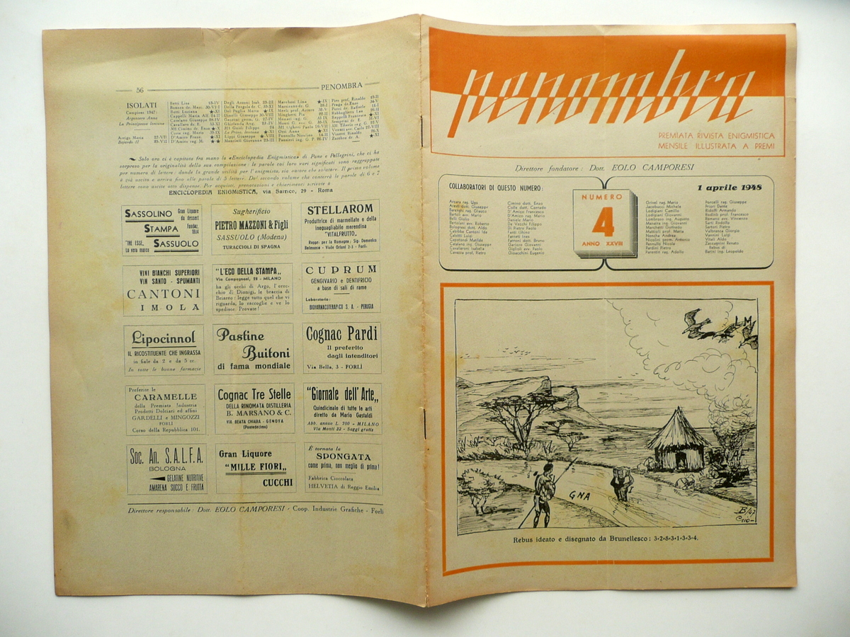 Penombra Rivista Enigmistica Mensile Anno XXVIII N. 4 ForlÏ 1/4/1948 …