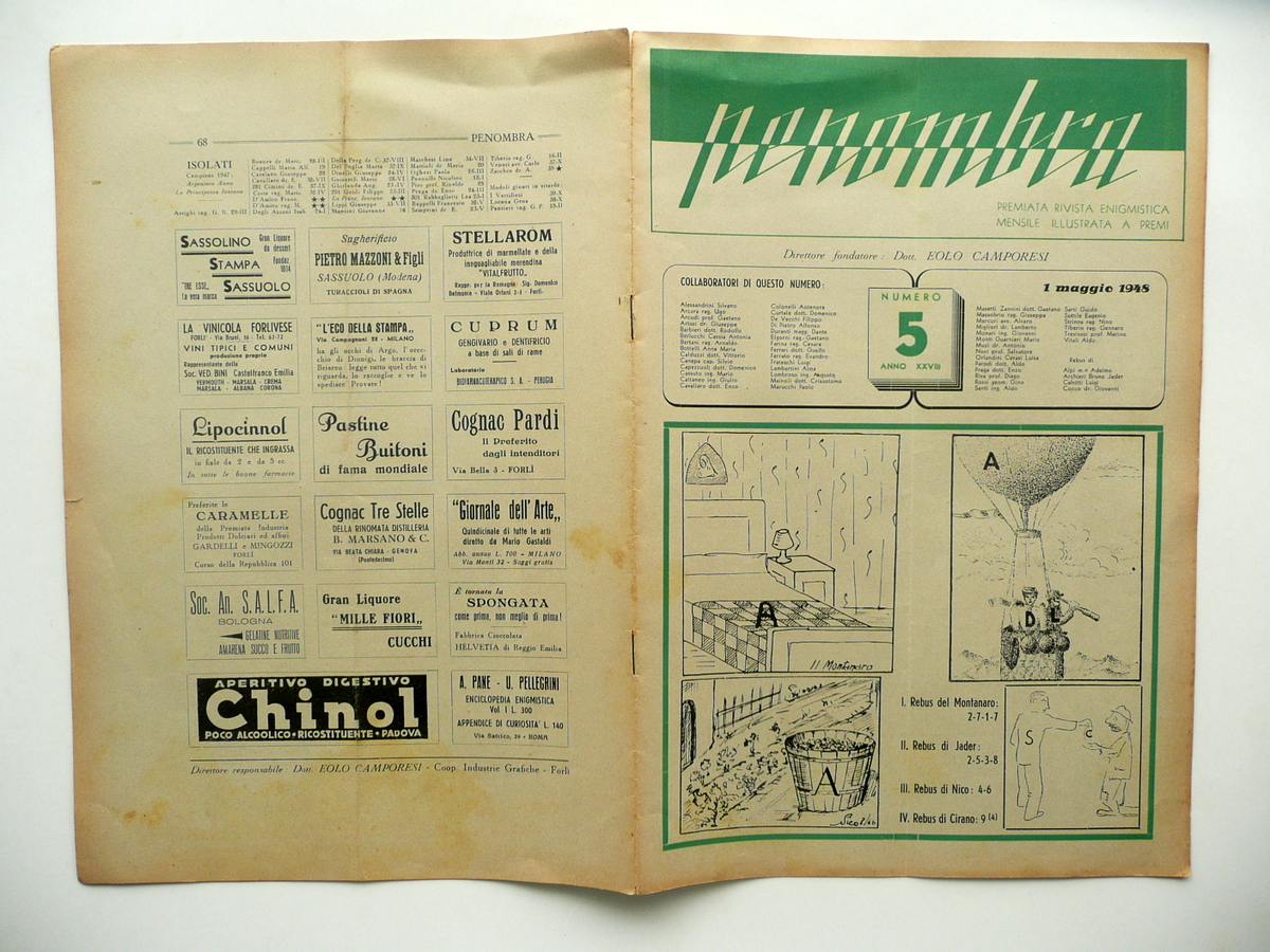 Penombra Rivista Enigmistica Mensile Anno XXVIII N. 5 ForlÏ 1/5/1948 …