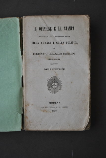 Pensiero Conservatore Censura Antiliberalismo Cavazzoni Pederzini Modena 1850