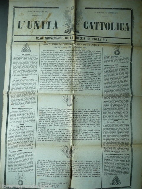 Periodici d'epoca Bombe Giornali '800 Porta Pia Attentati Unit‡ cattolica …