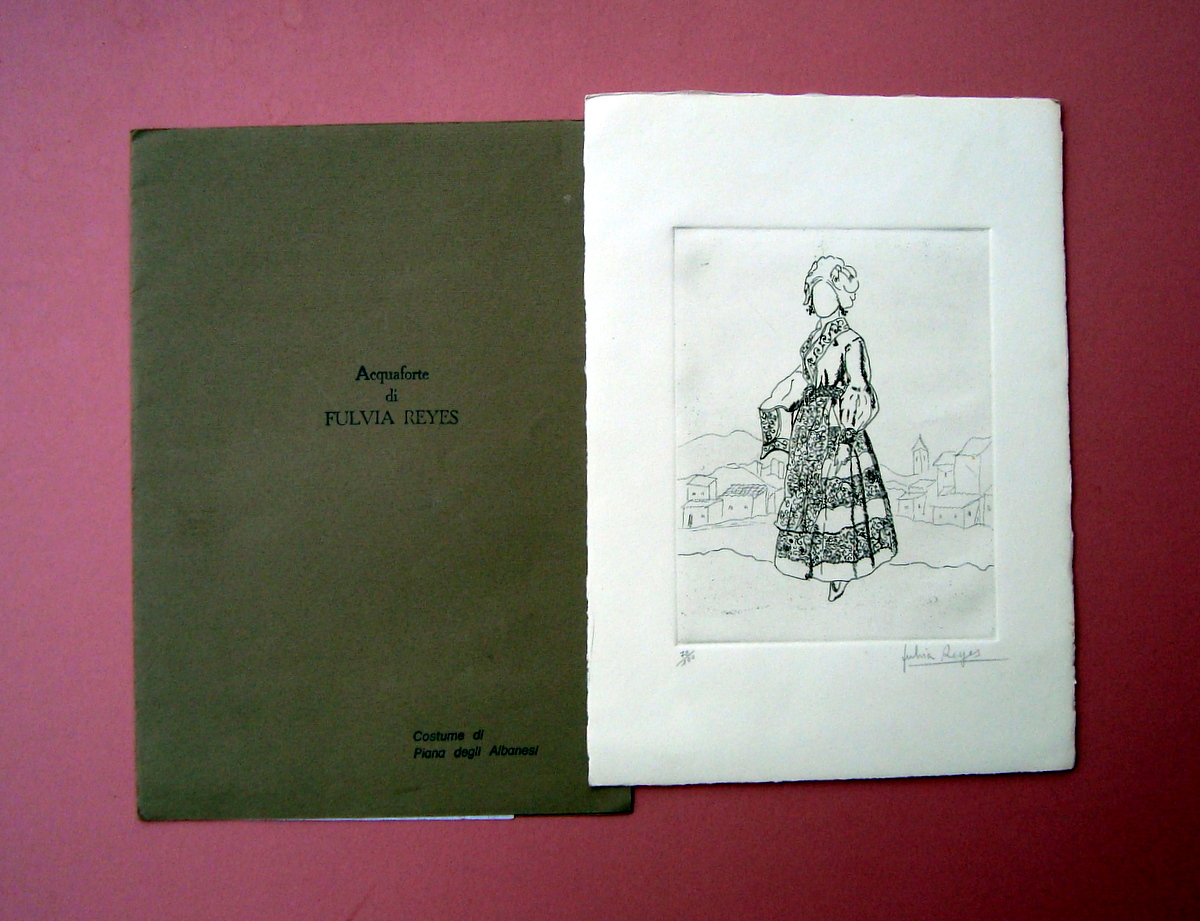 Piana degli Abruzzi Costume Acquaforte Fulvia Reyes numerata ns 72/100
