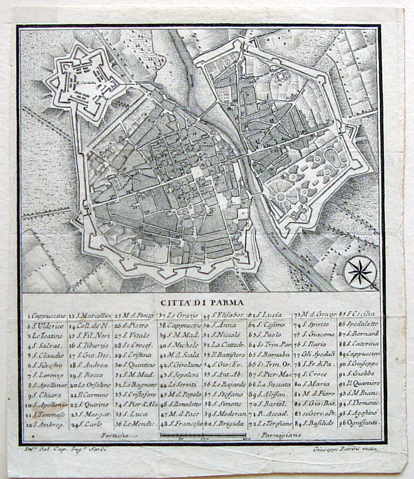 Pianta Citt‡ di Parma Incisione su rame G.Patrini primo '800 …