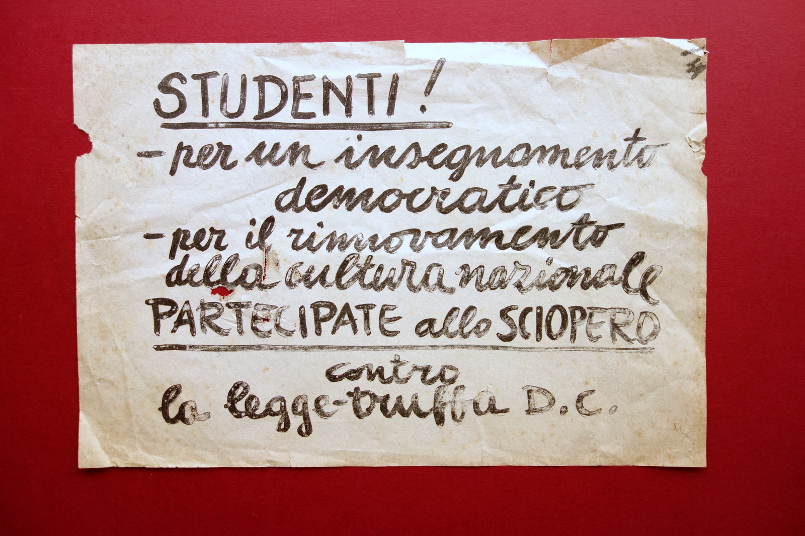 Piccolo Manifesto Contestazione Legge Truffa DC Politica Anni '60