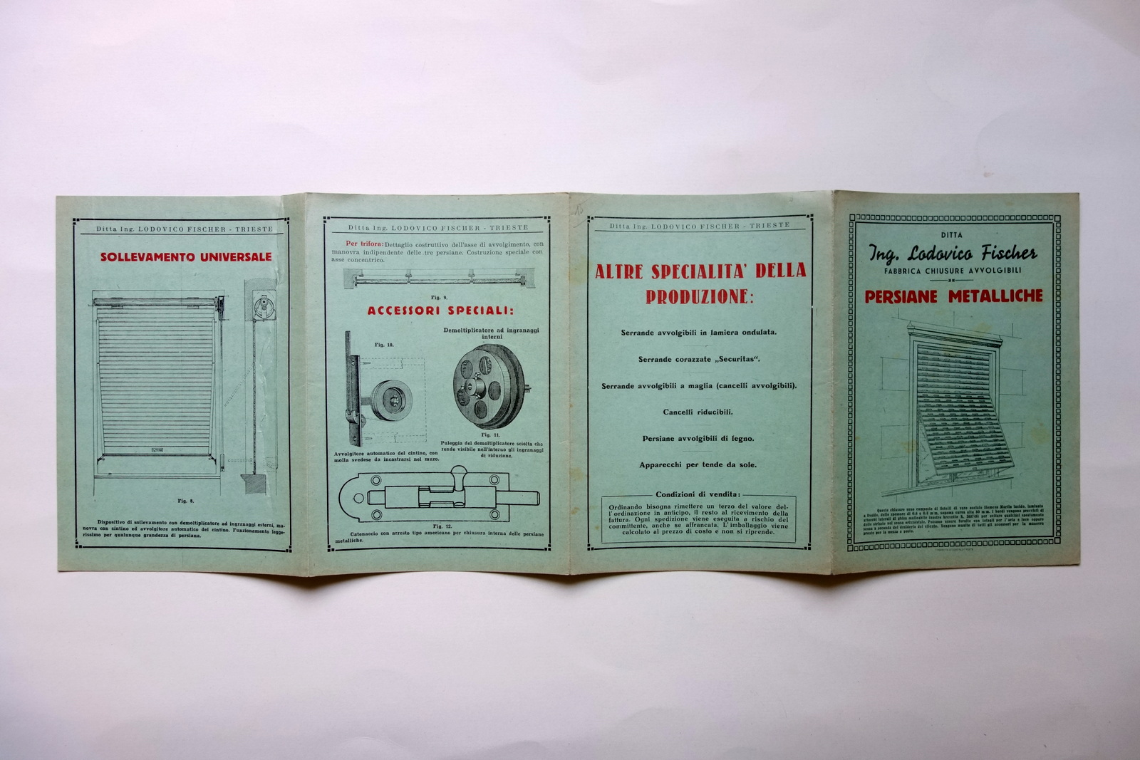 Pieghevole Ditta Ing. Ludovico Fischer Fabbrica Trieste Persiane Metalliche '900