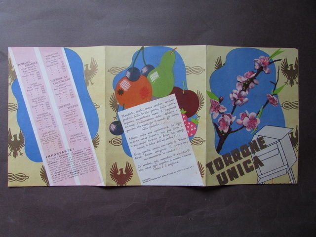 Pieghevole Pubblicit‡ Torrone Unica Autarchia 1939 Dolci Grafica