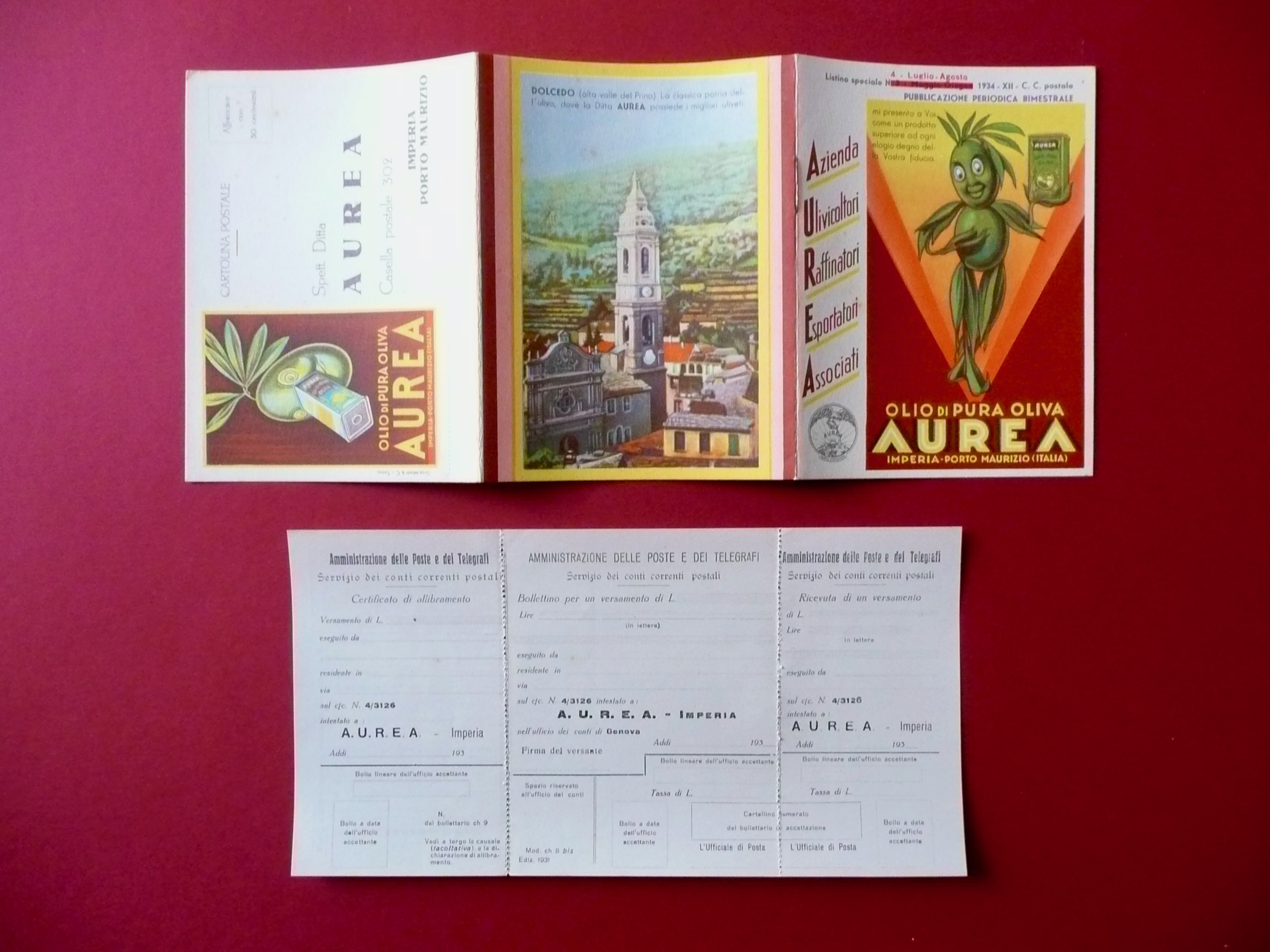 Pieghevole Pubblicitario Olio di Oliva Aurea Imperia Porto Maurizio Dolcedo …