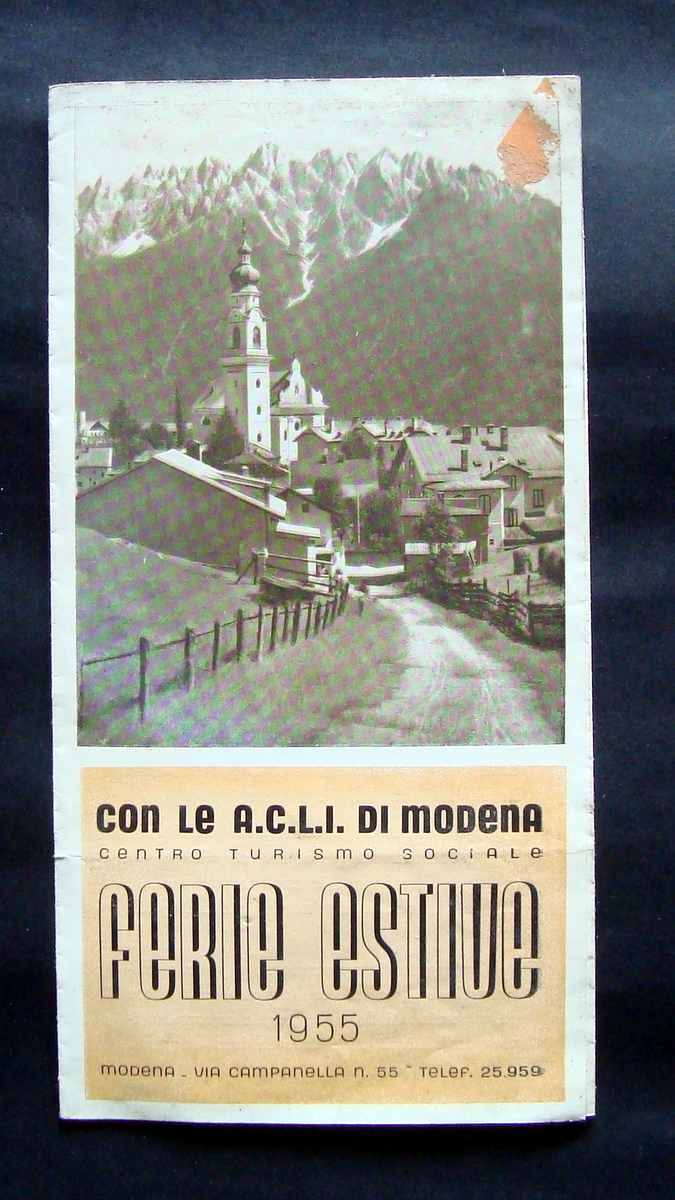 Pieghevole Turistico ACLI Modena Ferie estive 1955 Dobbiaco Riccione