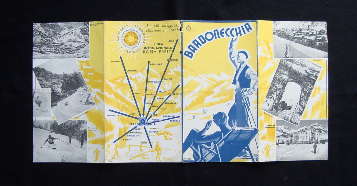 Pieghevole Turistico Bardonecchia 1932 Alpi Sport Invernali Romoli