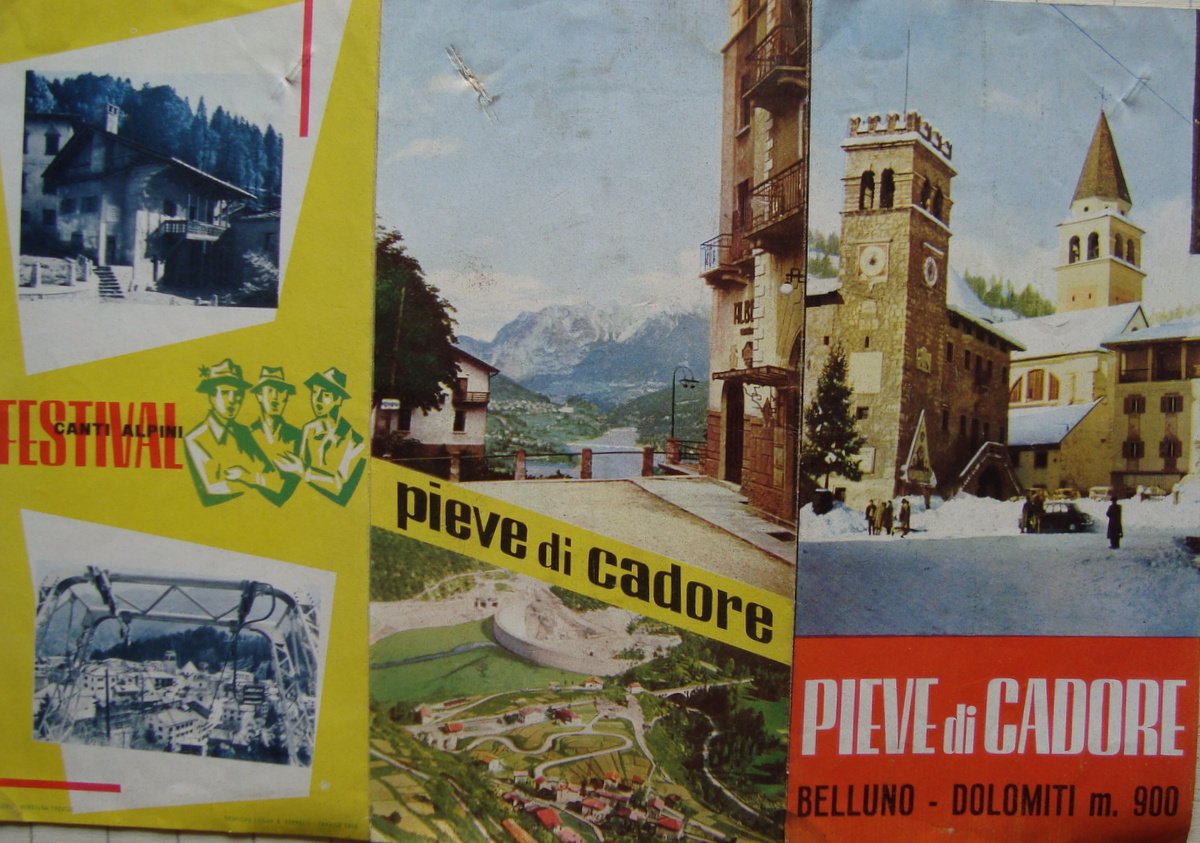 Pieghevole turistico Pieve di Cadore Dolomiti 1958 Belluno Canti Alpini