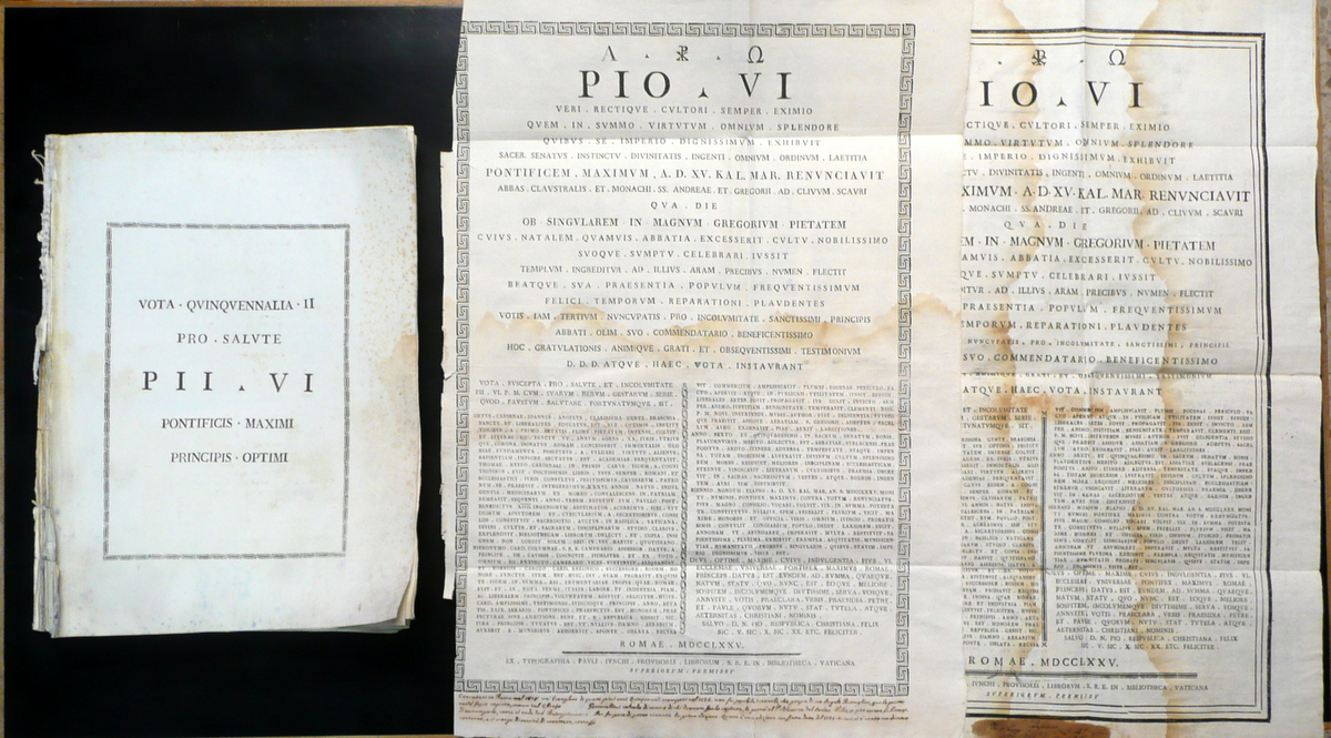 Pio VI Vota Quinquennalia Braschi Cesena Angelo Battaglini Rimini Autografi …
