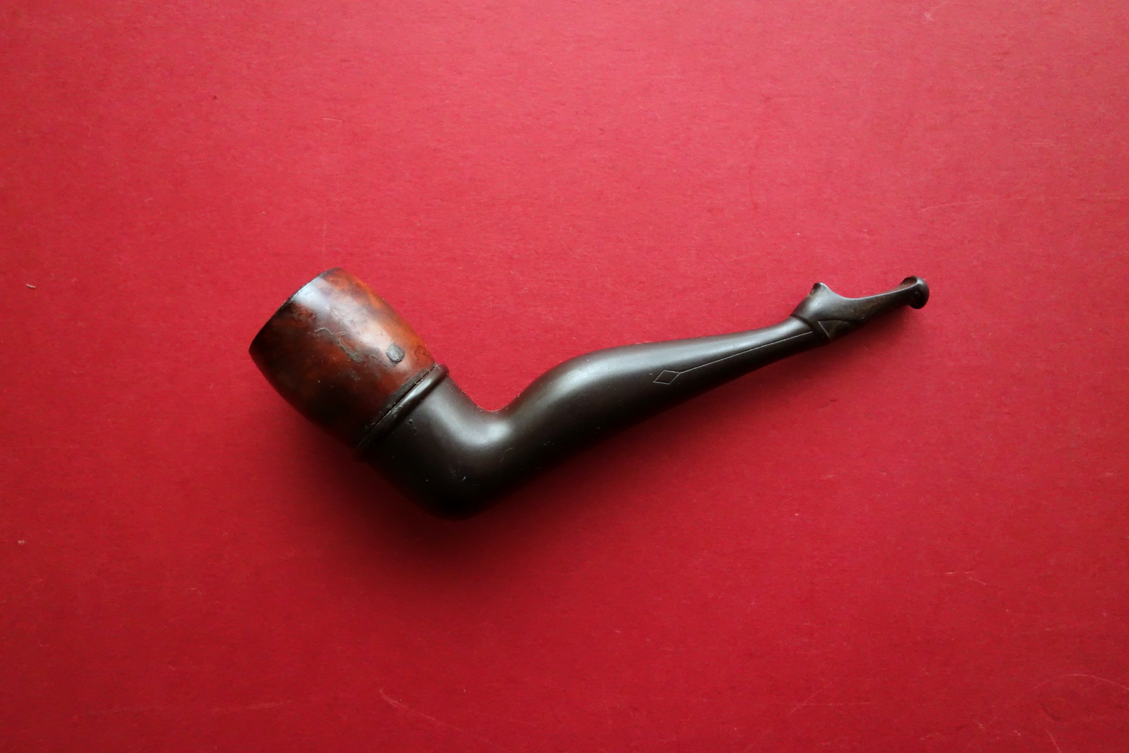 Pipa in Radica Gamba Femminile con Scarpetta Originale d'Epoca '800