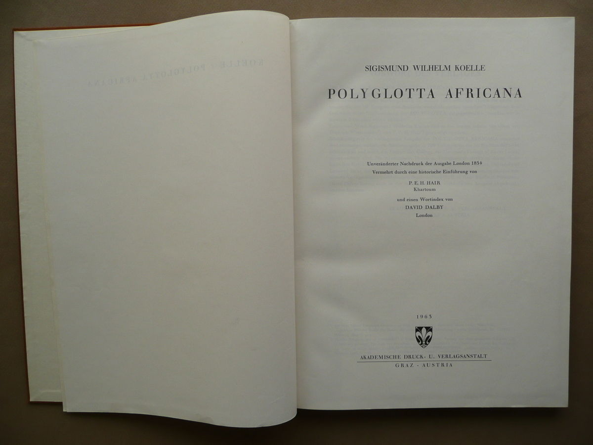 Polyglotta Africana Koelle Dalby Graz Austria 1963 Linguistica Africa Anastatica