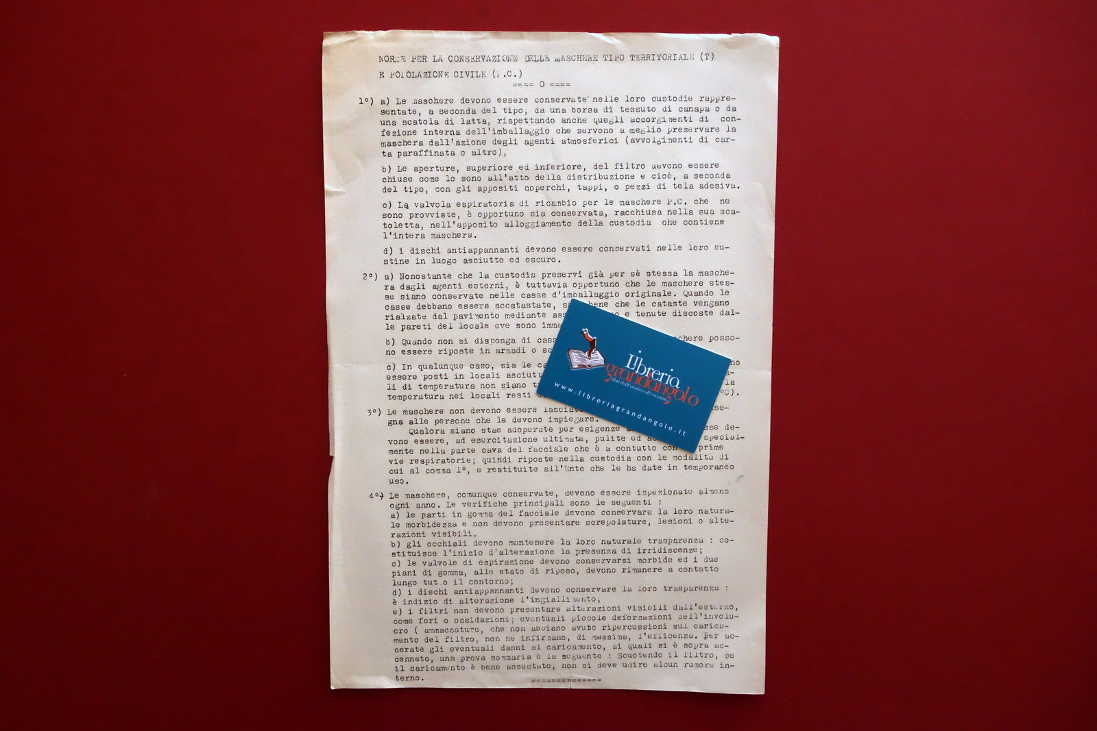 Pompieri Ciclostilato Norme Conservazione delle Maschere Tipo Territoriale