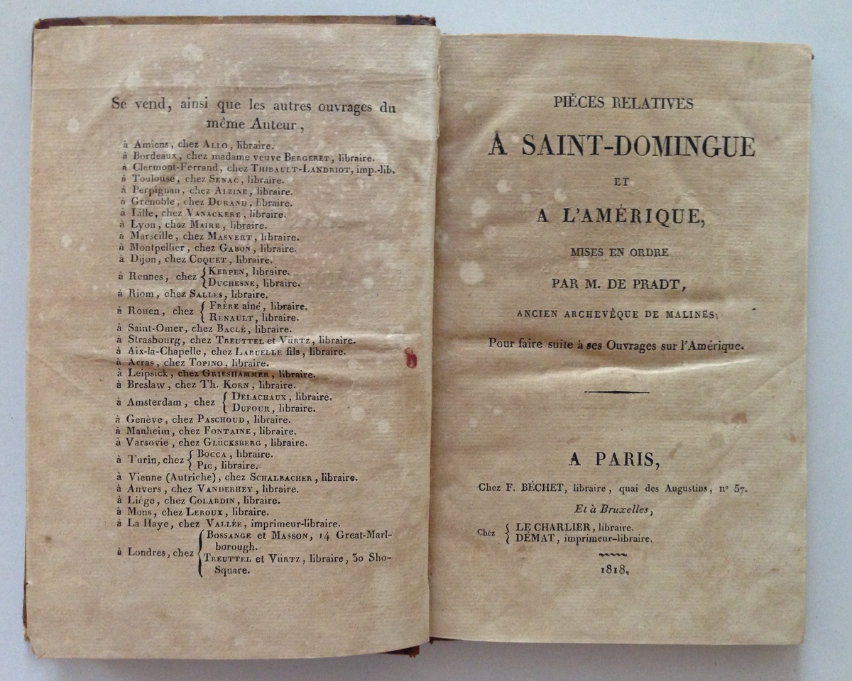 PRADT PIECES RELATIVES A SAINT DOMININGUE ET L'AMERIQUE MISES EN …