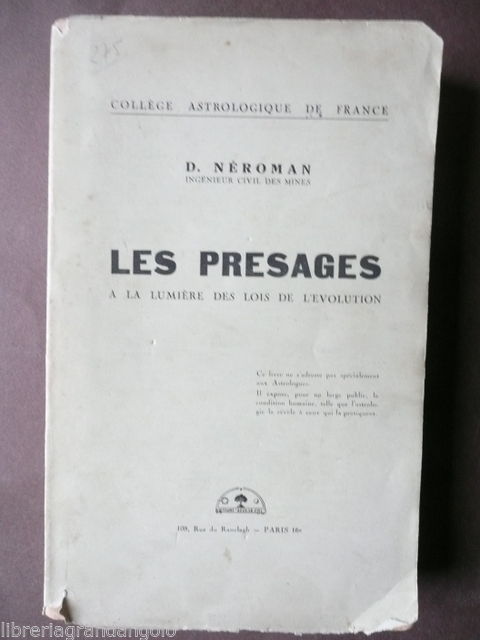 Presages Evolution College Astrologique de France Astrologia Neroman Parigi 1937