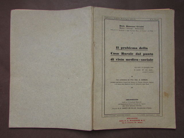 Problema Casa Rurale Medicina Igiene Societ‡ Gestri 1934 Congresso Bari