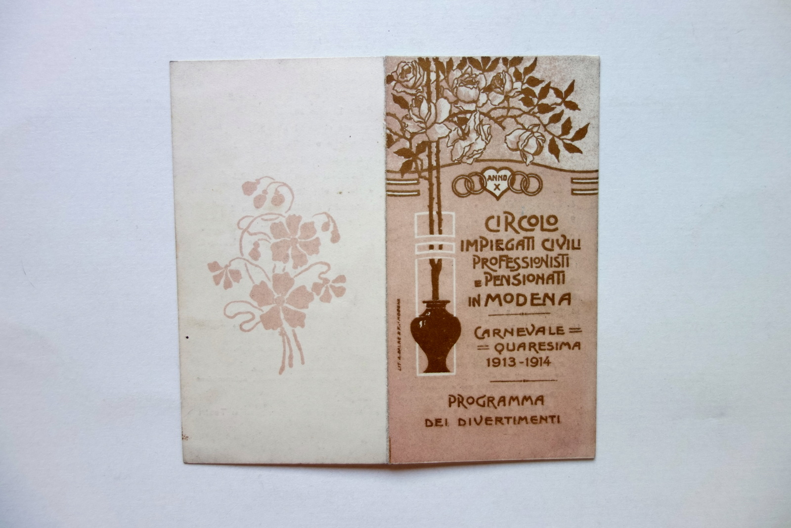 Programma Circolo Impiegati Civili Professionisti Modena Carnevale 1913-14