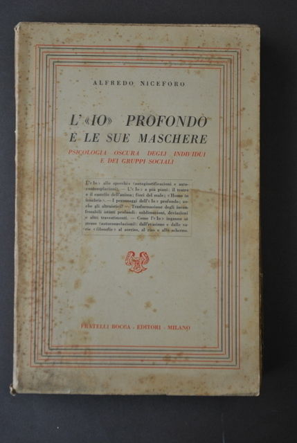 Psicologia Io Profondo Sue Maschere Sublimazione Travestimenti Niceforo 1949