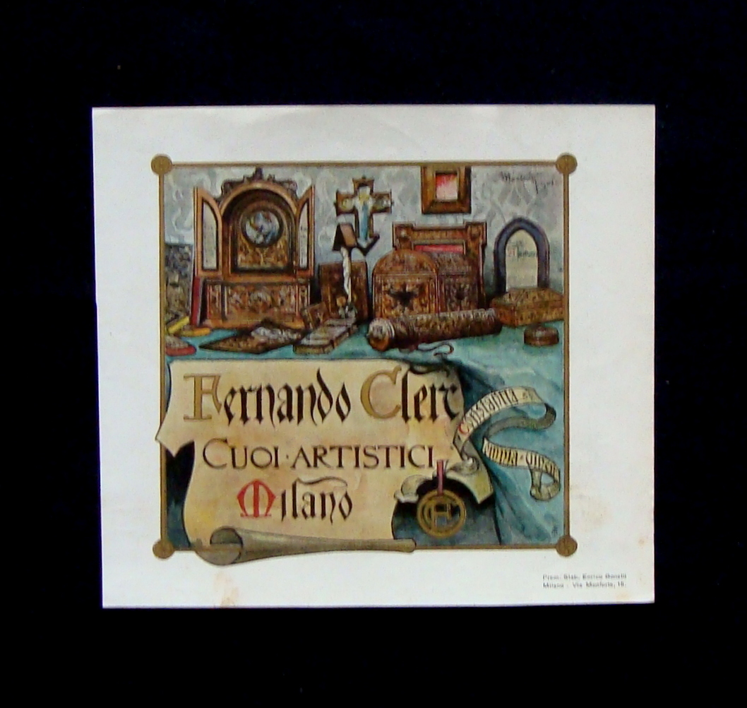 Pubblicit‡ 1903 Fernando Clerc Cuoi Artistici Milano Illustratore Montaldi