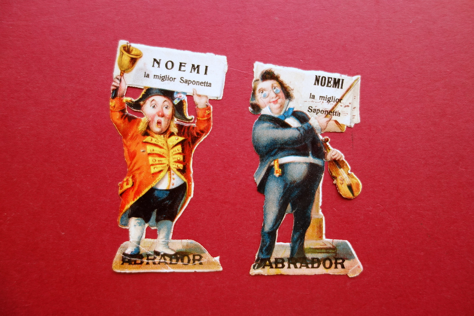 Pubblicit‡ Cromolitografia 2 Figurini Sagomati Sapone Noemi Abrador