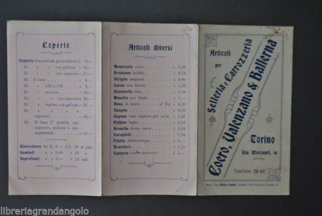 Pubblicit‡ Selle Cavalli Equitazione Tiro Selleria Carrozzeria Coero Torino 1890