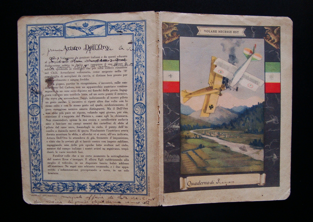 Quaderno scolastico Arturo Dell'oro Aviazione Aeroplani