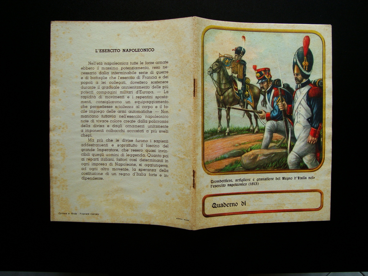 Quaderno scolastico non scritto Esercito Napoleonico Uniformi