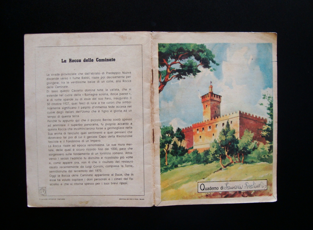 Quaderno scolastico non scritto La Rocca delle Caminate Musolini Predappio