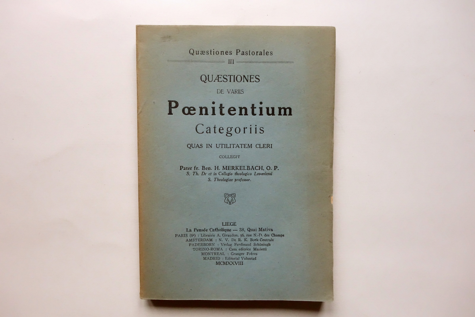 Questione de Variis Poenitentium Categoriis in Utilitatem Cleri Liegi 1928